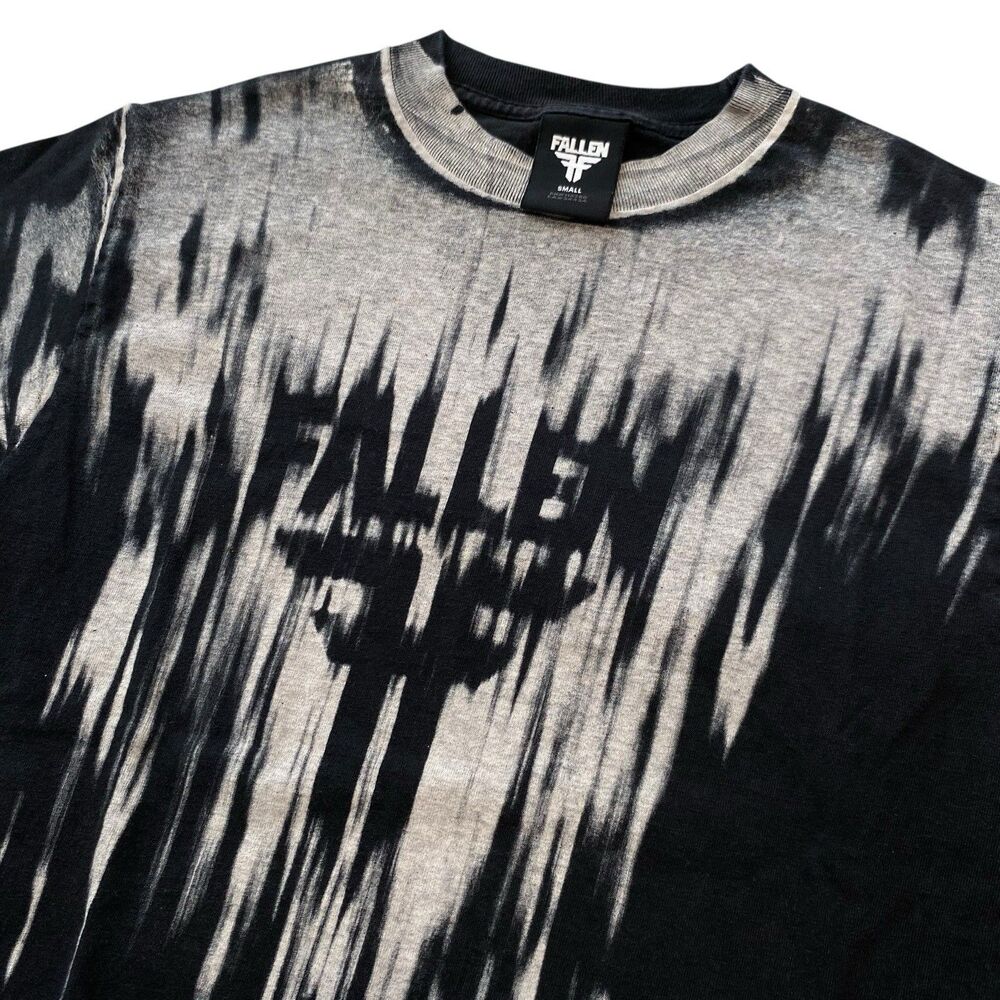 Vintage Fallen Footwear Tee Shirt Skate Skateboarding AOP Y2K Black XS S